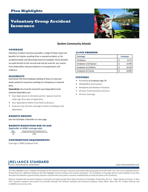 20-Pay Rate Highlights for Voluntary Accident Insurance - Page 1