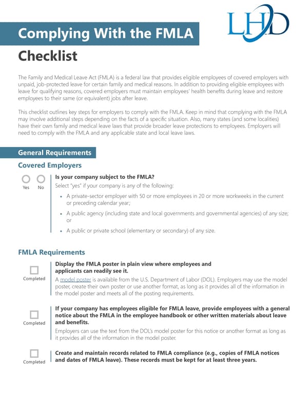Complying With the FMLA Interactive Checklist - Page 2