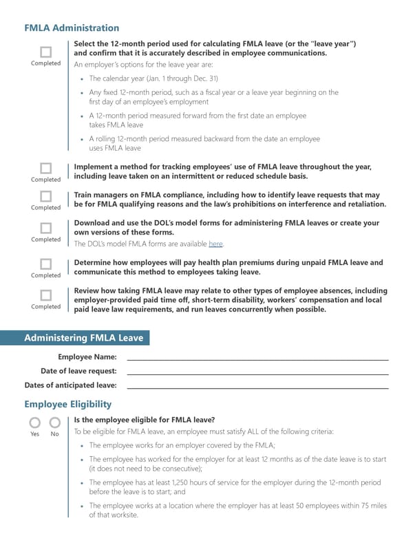 Complying With the FMLA Interactive Checklist - Page 3