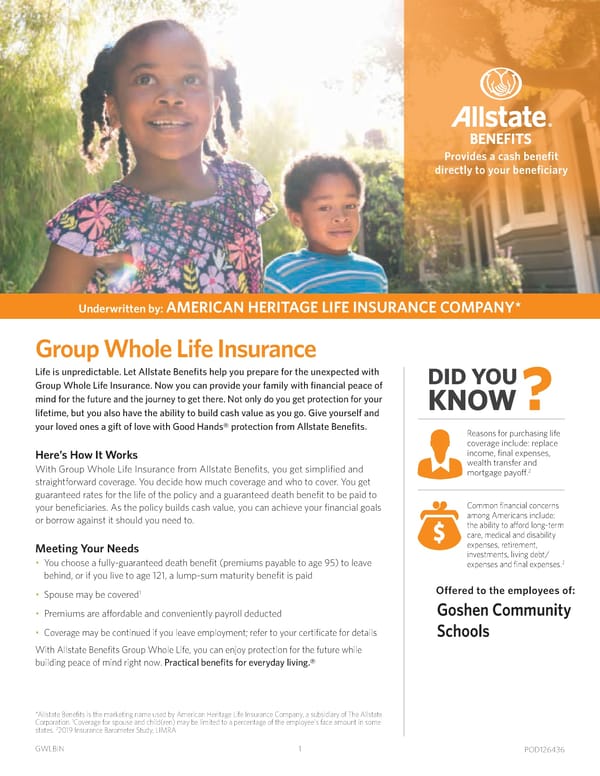 Voluntary Whole Life - Allstate - Page 1