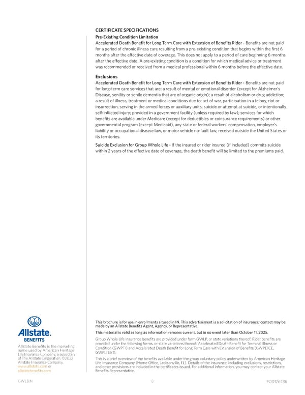 Voluntary Whole Life - Allstate - Page 8