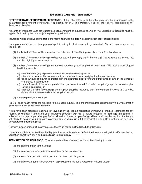 Class 1 Group Life (Basic and Term) Certificate - Page 7