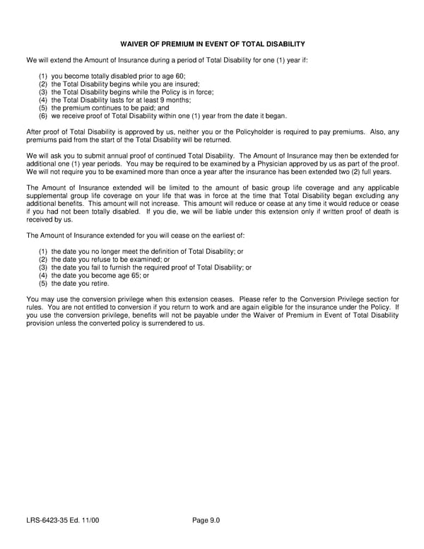 Class 1 Group Life (Basic and Term) Certificate - Page 12