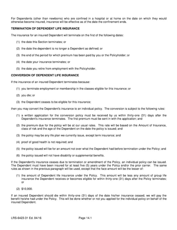 Class 1 Group Life (Basic and Term) Certificate - Page 18