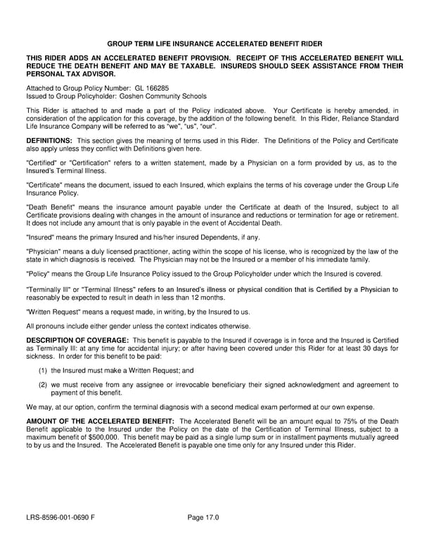 Class 2 Group Life (Basic and Term) Certificate - Page 22