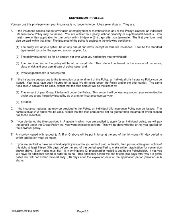 Class 3 Group Life (Basic and Term) Certificate - Page 9