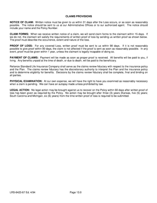 Class 4 Group Life (Basic and Term) Certificate - Page 16