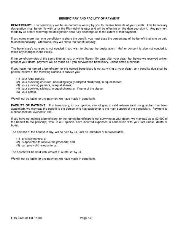 Class 6 Group Life (Basic and Term) Certificate - Page 10