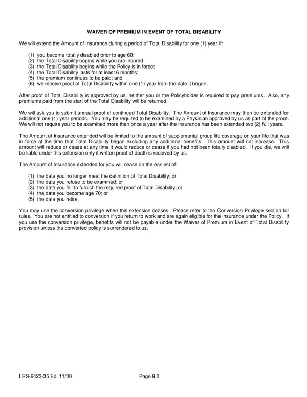 Class 6 Group Life (Basic and Term) Certificate - Page 12