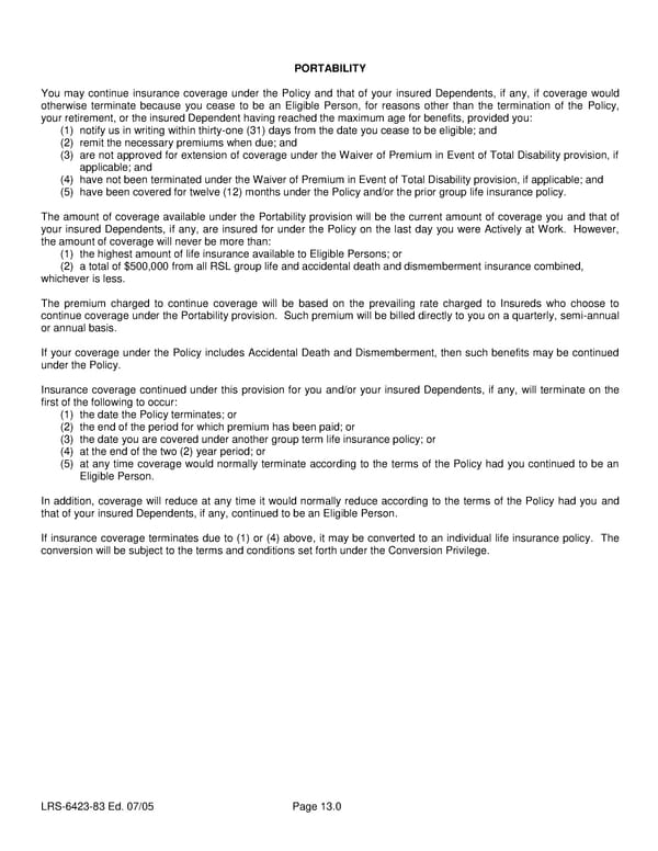 Class 6 Group Life (Basic and Term) Certificate - Page 18