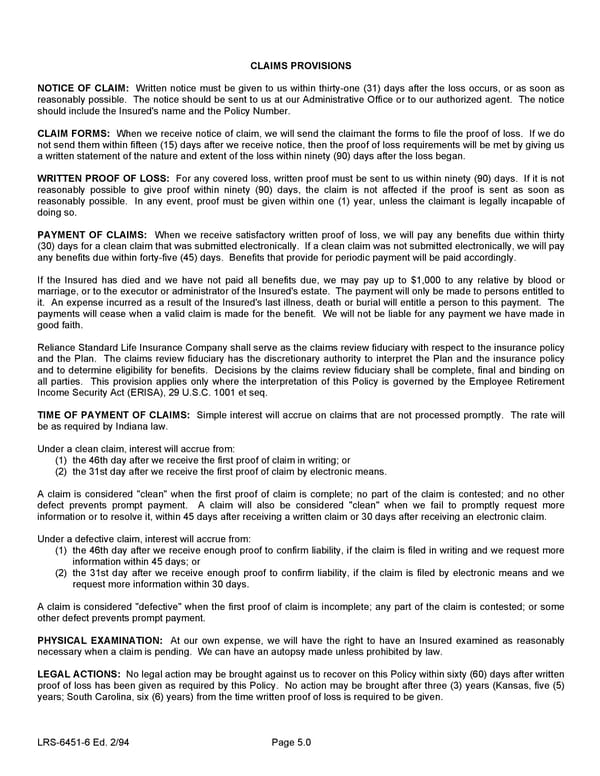 Voluntary Short Term Disability Policy - Page 15