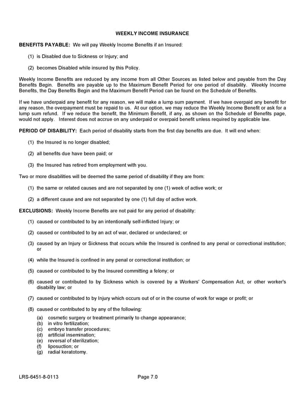 Voluntary Short Term Disability Policy - Page 17