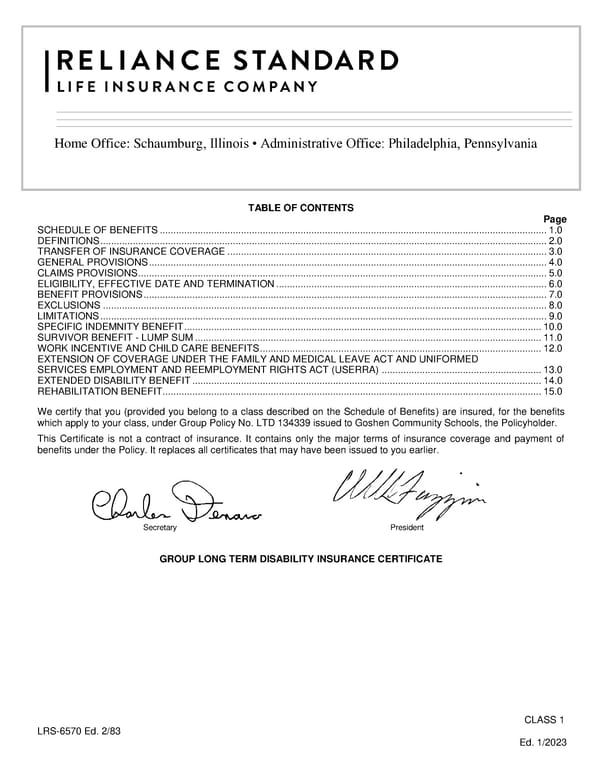 Class 1 LTD Certificate - Page 1