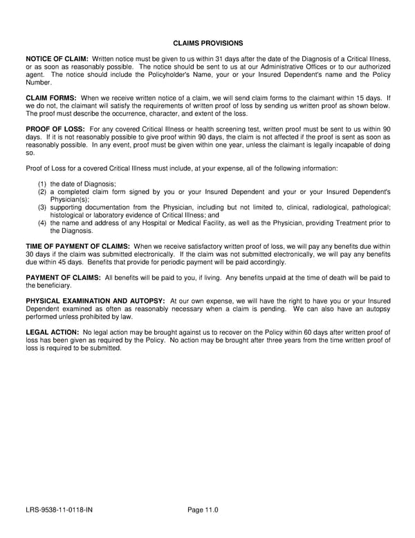 Voluntary Critical Illness Certificate - Page 22