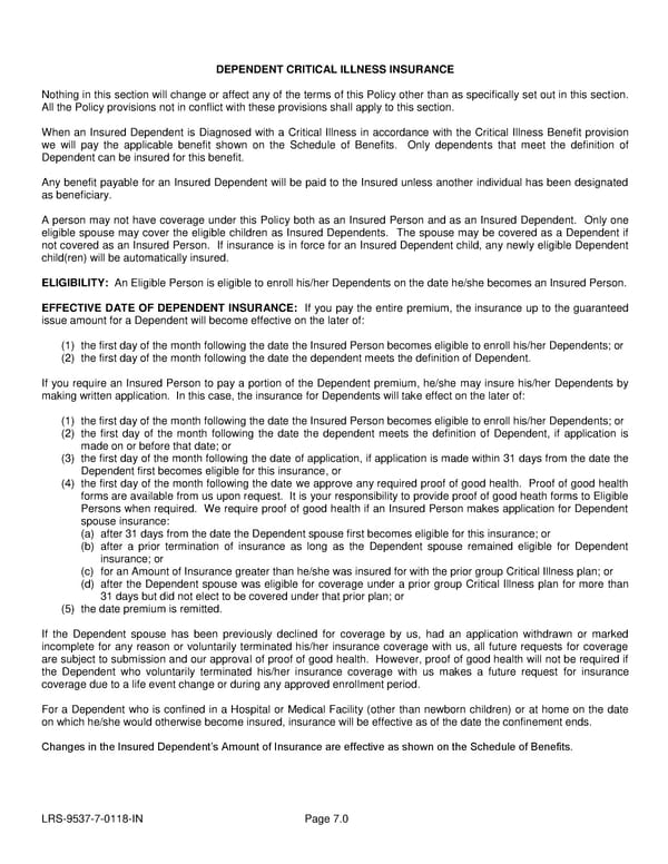 Voluntary Critical Illness Policy - Page 20