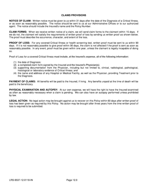 Voluntary Critical Illness Policy - Page 31