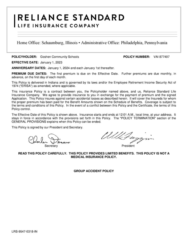 Voluntary Accident Policy - Page 1