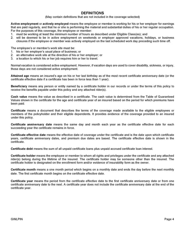 Group Whole Life Policy - Page 7