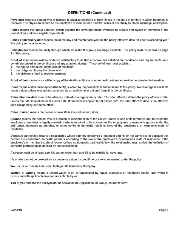 Group Whole Life Policy - Page 9