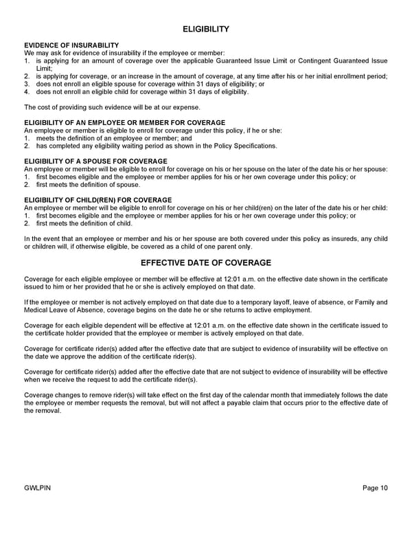 Group Whole Life Policy - Page 13