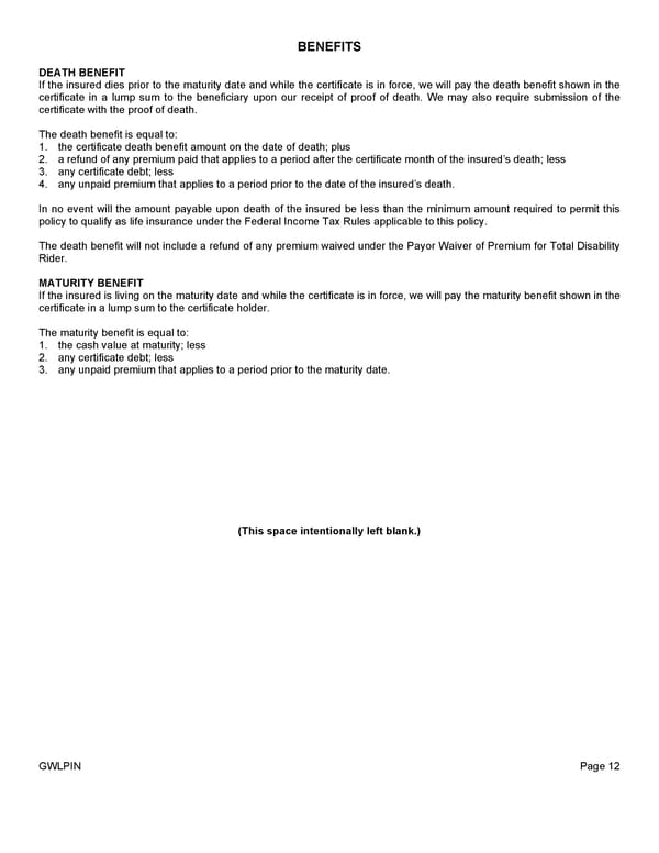 Group Whole Life Policy - Page 15
