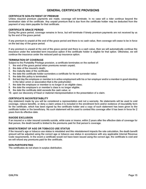 Group Whole Life Policy - Page 18