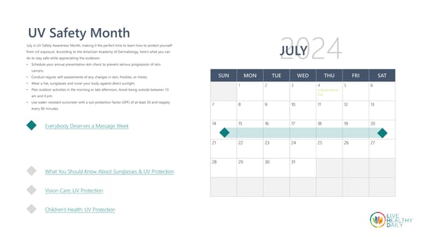 Wellness Calendar - July 2024 - Page 1
