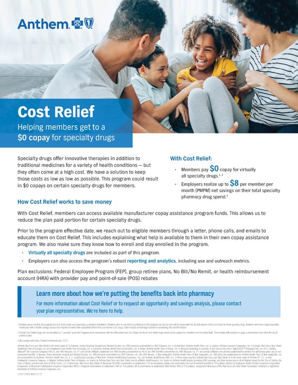 Anthem Cost Relief  - Page 1