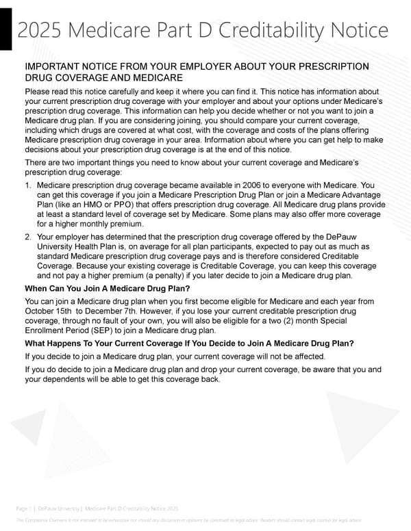 2025 Medicare Part D Creditable Coverage Notice 2025 - Page 1