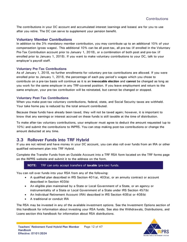 Teachers' Retirement Fund Hybrid Plan Member Handbook - Page 12
