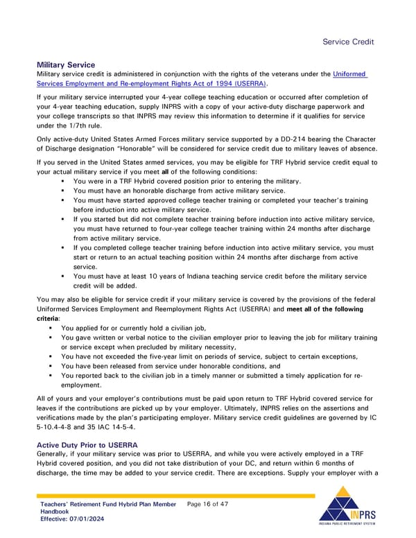 Teachers' Retirement Fund Hybrid Plan Member Handbook - Page 16
