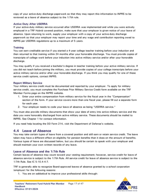 Teachers' Retirement Fund Hybrid Plan Member Handbook - Page 17