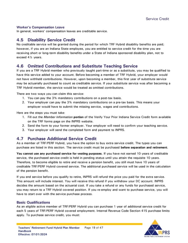 Teachers' Retirement Fund Hybrid Plan Member Handbook - Page 19
