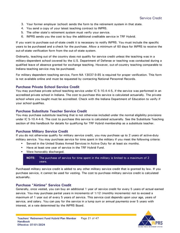 Teachers' Retirement Fund Hybrid Plan Member Handbook - Page 21