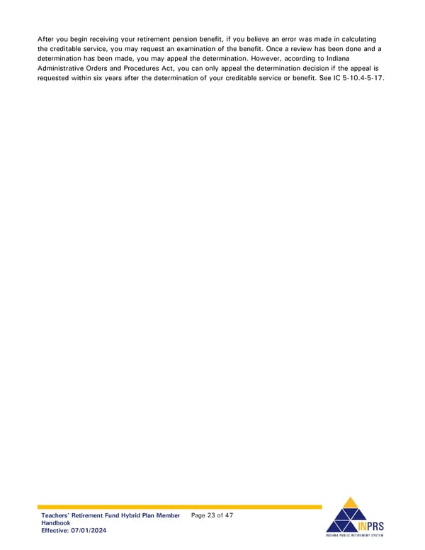 Teachers' Retirement Fund Hybrid Plan Member Handbook - Page 23