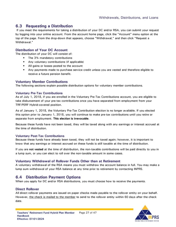 Teachers' Retirement Fund Hybrid Plan Member Handbook - Page 27