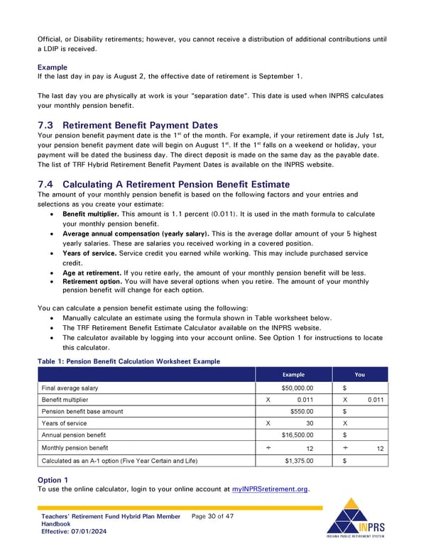 Teachers' Retirement Fund Hybrid Plan Member Handbook - Page 30
