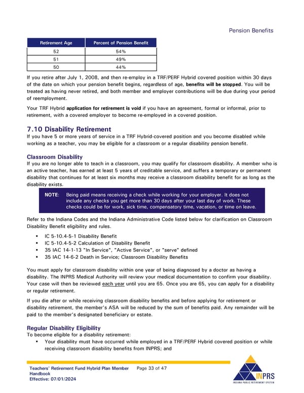 Teachers' Retirement Fund Hybrid Plan Member Handbook - Page 33