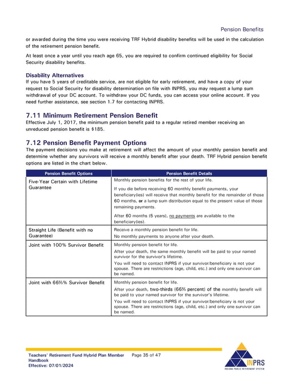 Teachers' Retirement Fund Hybrid Plan Member Handbook - Page 35