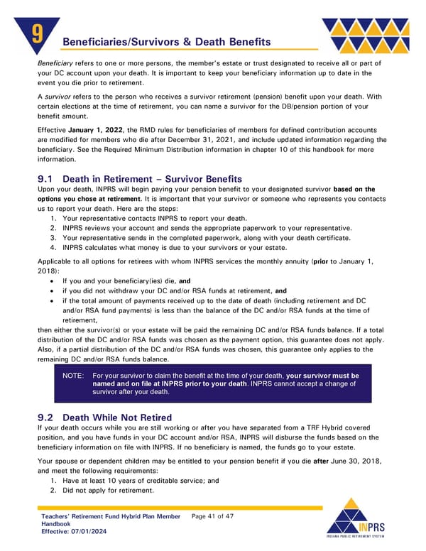 Teachers' Retirement Fund Hybrid Plan Member Handbook - Page 41
