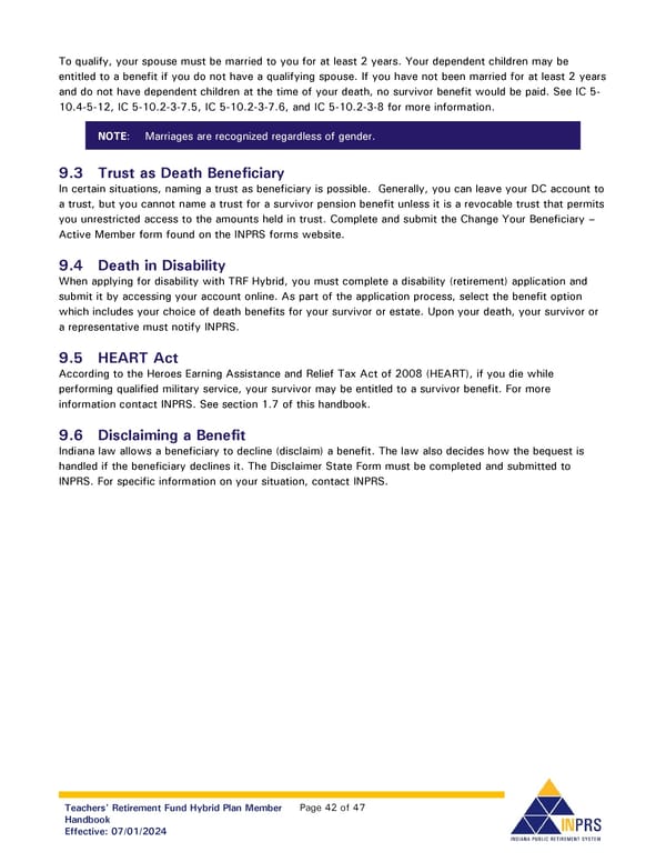 Teachers' Retirement Fund Hybrid Plan Member Handbook - Page 42