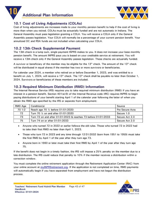 Teachers' Retirement Fund Hybrid Plan Member Handbook - Page 43