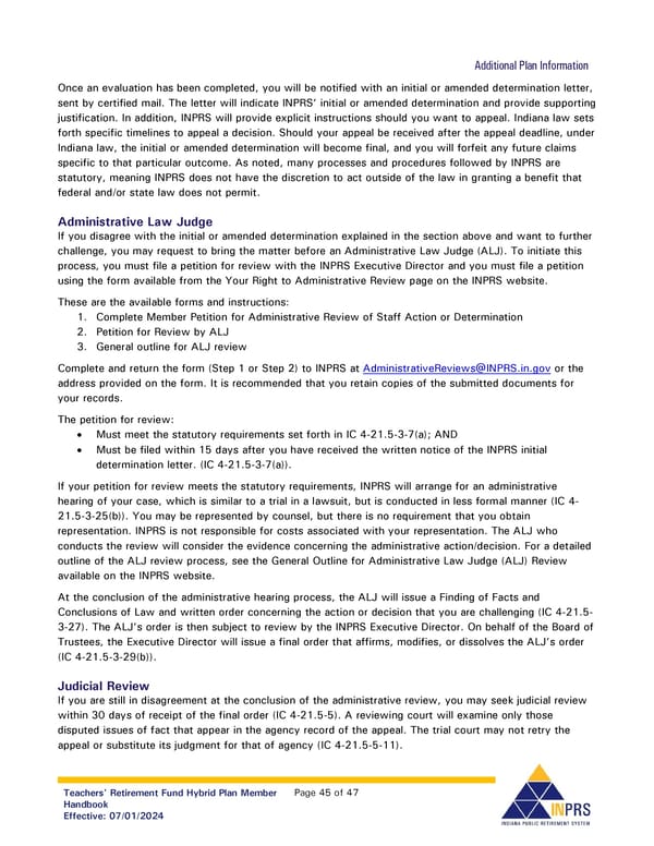 Teachers' Retirement Fund Hybrid Plan Member Handbook - Page 45
