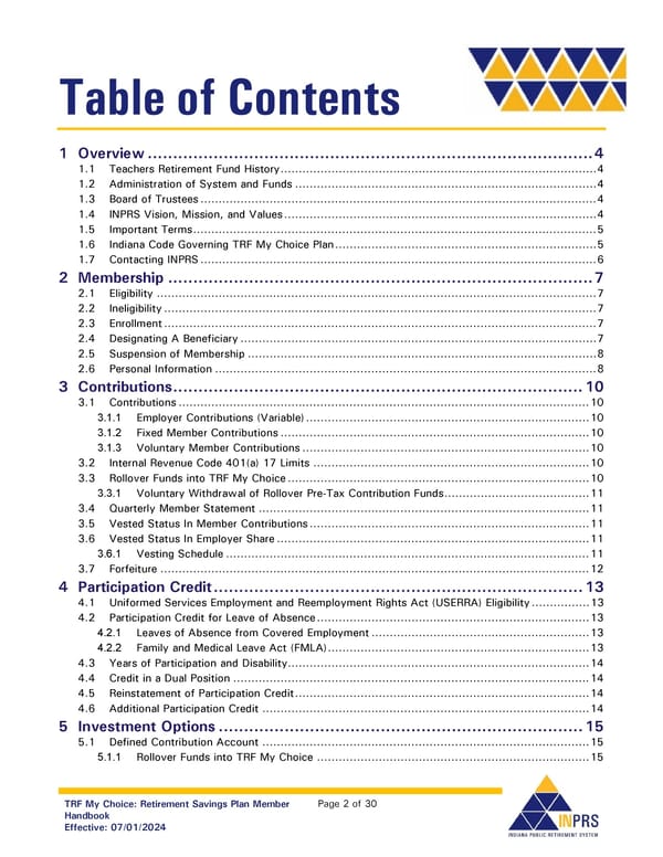 Teachers’ Retirement Fund My Choice Plan Member Handbook - Page 2