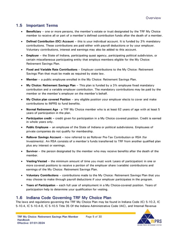 Teachers’ Retirement Fund My Choice Plan Member Handbook - Page 5