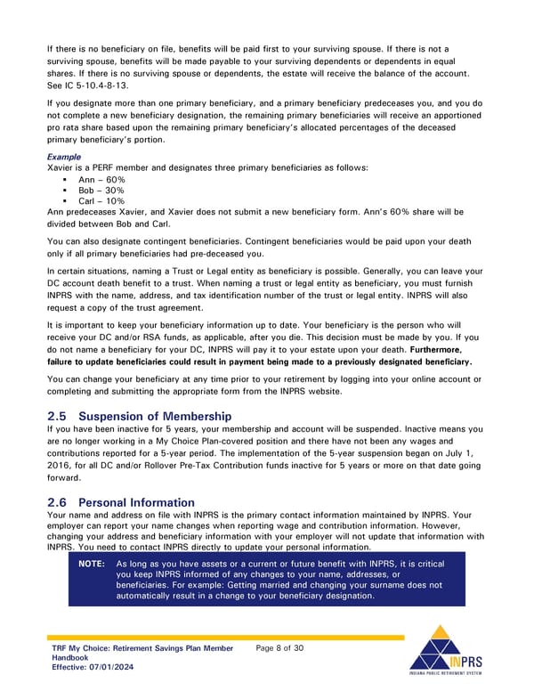 Teachers’ Retirement Fund My Choice Plan Member Handbook - Page 8