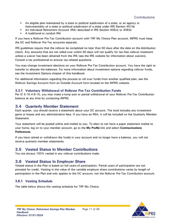 Teachers’ Retirement Fund My Choice Plan Member Handbook - Page 11