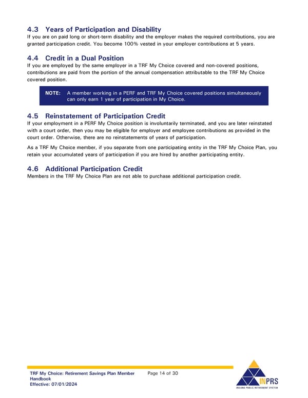 Teachers’ Retirement Fund My Choice Plan Member Handbook - Page 14