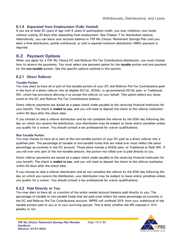 Teachers’ Retirement Fund My Choice Plan Member Handbook - Page 19