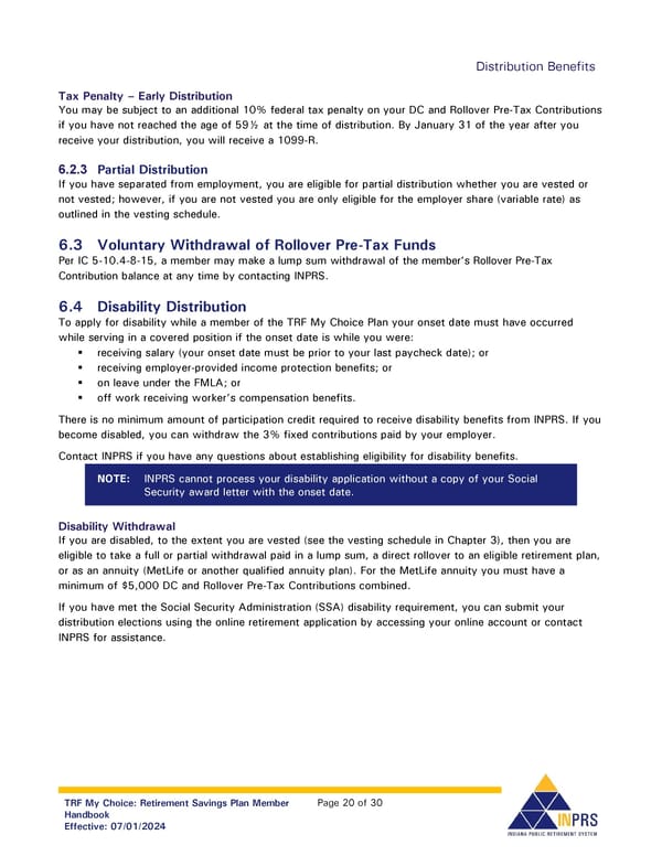 Teachers’ Retirement Fund My Choice Plan Member Handbook - Page 20
